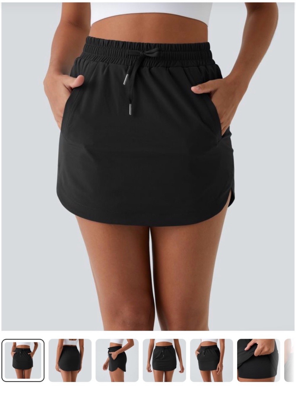 HALARA Black Mini Active Skort with Drawcord Waist